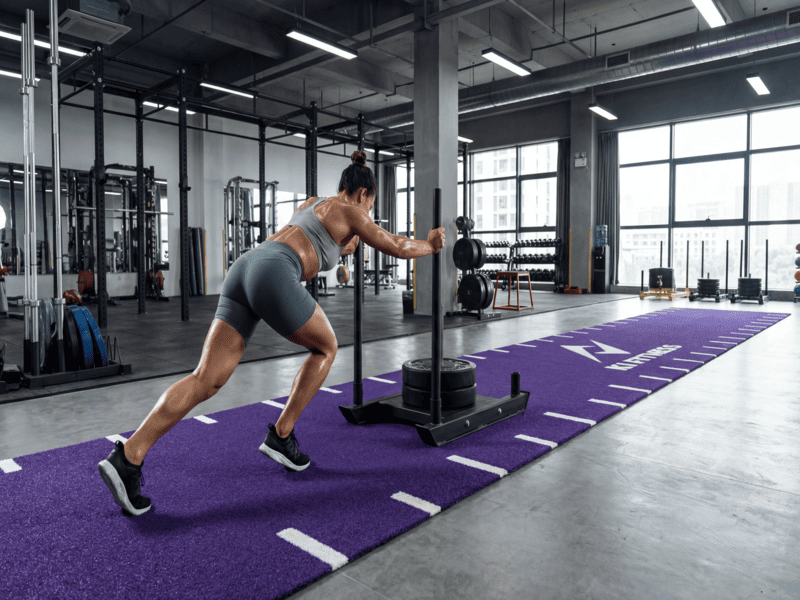 Close up of PE soft-touch fibers for gym turf